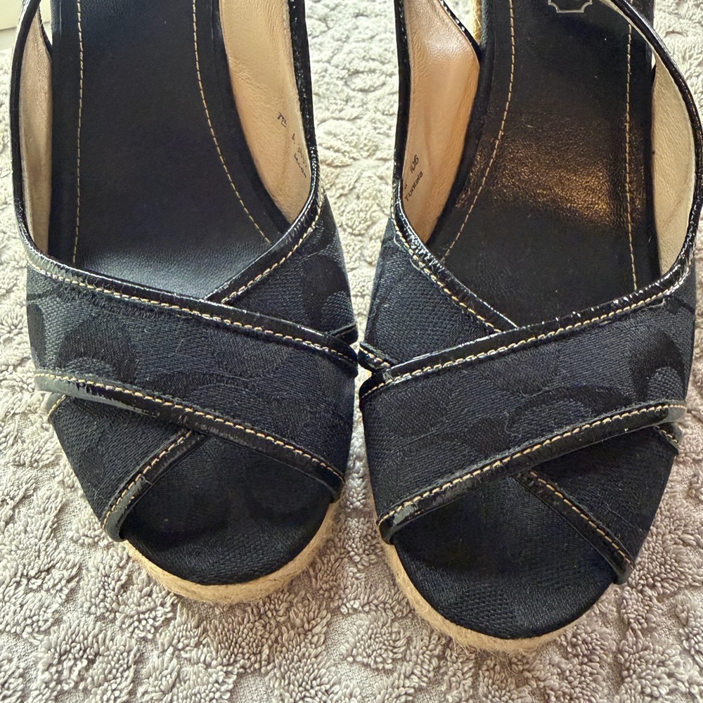 Coach Kara Women's Black Espadrille Wedges